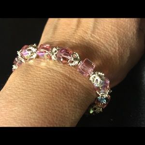 Sterling Silver Pink Swarovski Crystals bracelet